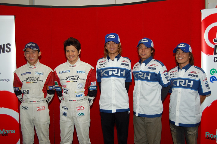 予選でプロトクラスPPとGTクラストップのクルー。左から黒澤、中野、青山、新田、高木選手