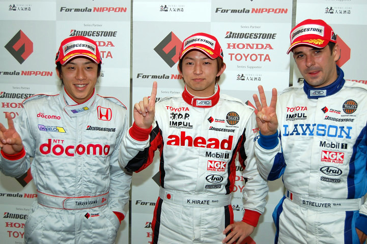 予選記者会見にて、トップ３のドライバーたち