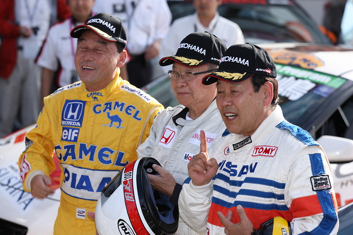 JAFGPレジェンドカップ: トップ3の長谷見昌弘、高橋国光、中嶋悟