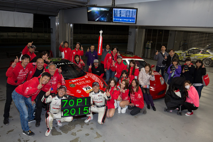 第10戦決勝: カテゴリーⅠで優勝したNAORYU／佐々木孝太組（OLIVE SPA 458GT3／Ferrari 458 Italia GT3）