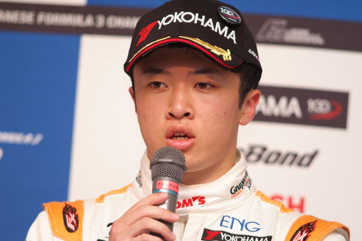 決勝記者会見: 3位の宮田莉朋（カローラ中京Kuo TEAM TOM'S）