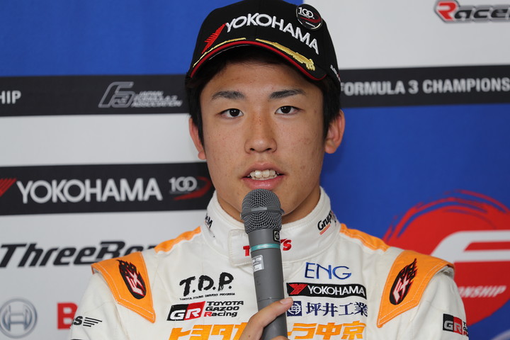 決勝記者会見: 3位の坪井翔（カローラ中京Kuo TEAM TOM'S）