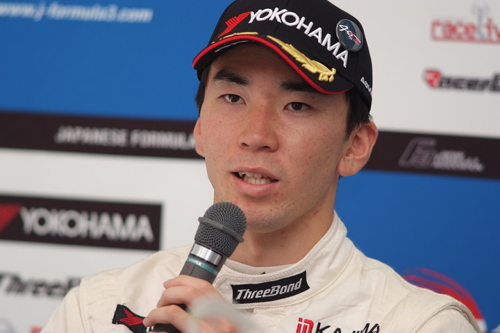 決勝記者会見: 3位の笹原右京（ThreeBond Racing）