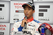 予選記者会見: 3位の関口雄飛（ITOCHU ENEX TEAM IMPUL）