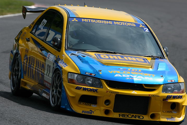 ST2クラス予選トップはオーリンズランサーEVO MR（木下隆之／中谷明彦組）