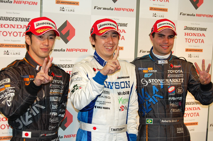 優勝記者会見にて　トップ3のドライバー達