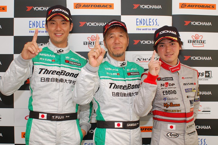 決勝記者会見: GT3クラス優勝の藤井誠暢／ガミさん／千代勝正（スリーボンド日産自動車大学校GT-R）