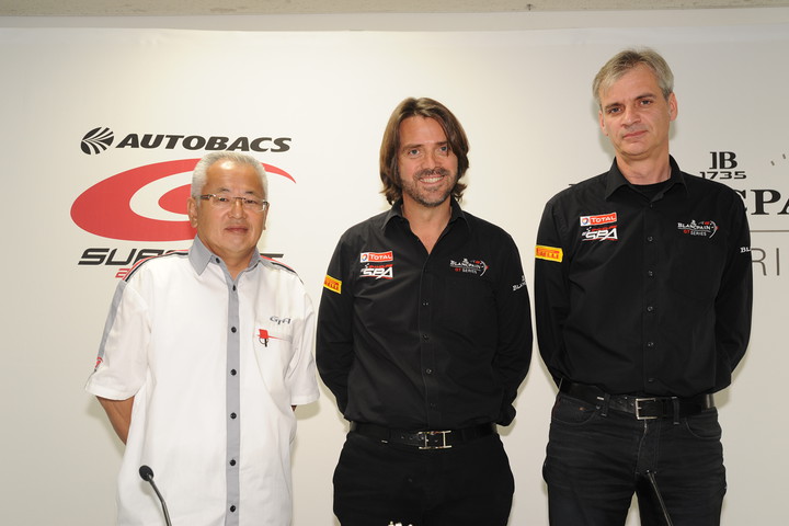 GTA定例記者会見: 右から坂東正明ＧＴＡ代表取締役、ステファン・ラテルSRO最高経営責任者、クロード・シューモンテクニカルディレクター