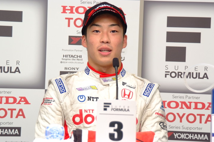 予選記者会見: 3位の福住仁嶺（DOCOMO TEAM DANDELION RACING）