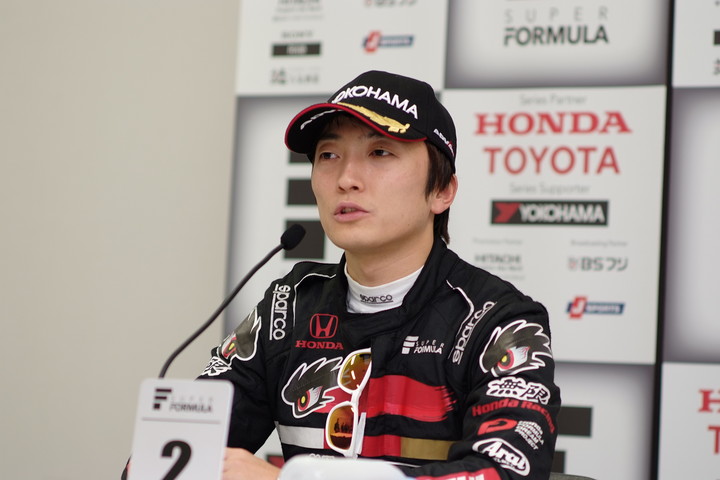 予選記者会見: 2位の野尻智紀（TEAM MUGEN）