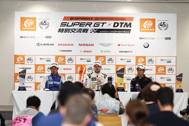 SGTxDTM交流戦レース1記者会見: トップ3のドライバーたち