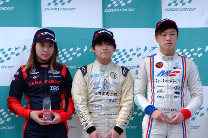 表彰式: 優勝・岡本大地、2位・下野璃央、3位・中村賢明