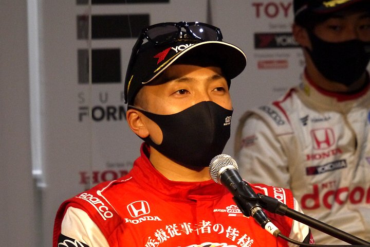 決勝記者会見: 優勝した野尻智紀（TEAM MUGEN）