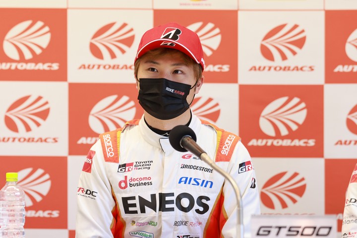 GT500クラスポールポジションの山下健太（TGR TEAM ENEOS ROOKIE）