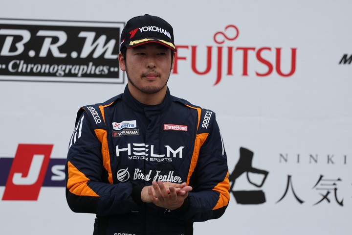決勝記者会見: 3位の平木玲次（HELM MOTORSPORTS）