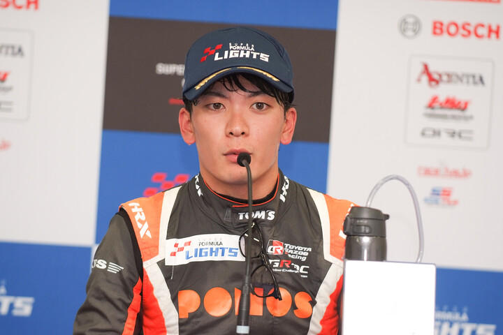 決勝記者会見：3位の野中誠太（TOM'S）