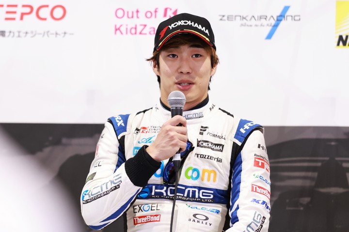 決勝記者会見：2位の福住仁嶺（Kids com Team KCMG）