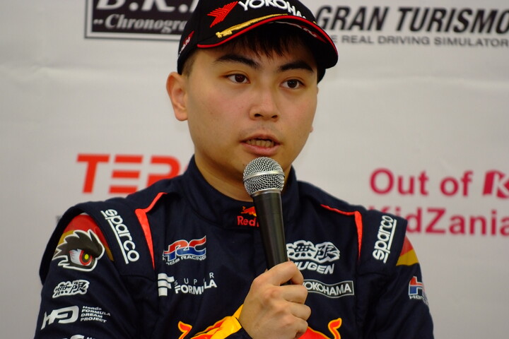 予選記者会見：2位の岩佐歩夢（TEAM MUGEN）