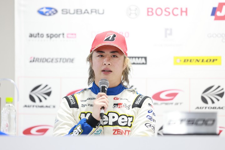 予選記者会見: GT500クラスでポールポジションを獲得した大湯都史樹（TGR TEAM KeePer CERUMO）