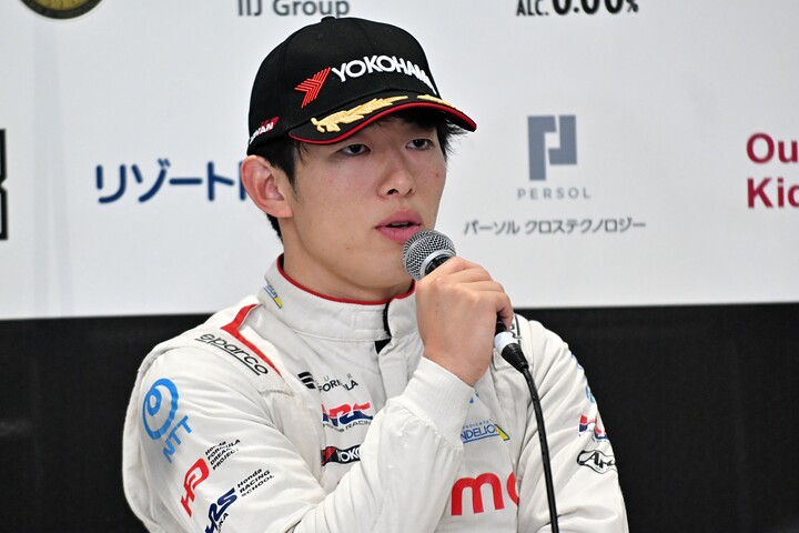 決勝記者会見：2位の太田格之進（DOCOMO TEAM DANDELION RACING）